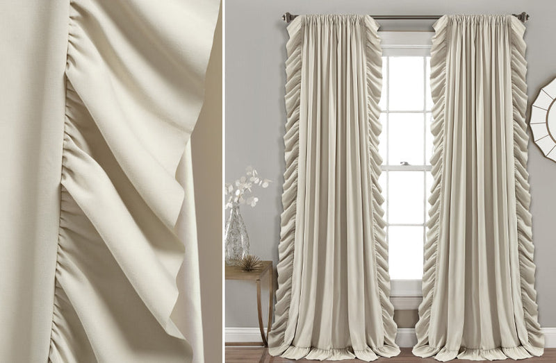 Load image into Gallery viewer, Ruffle Edge Curtain Panel Set, Pick Your Style General Decor Steals
