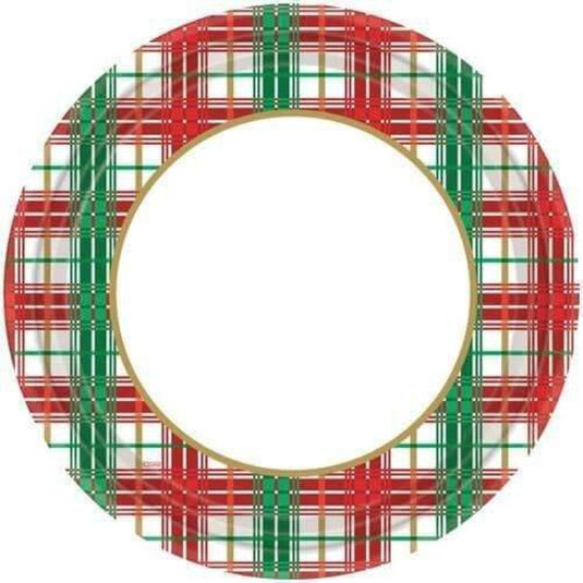 Christmas Plaid Premium Heavy Weight Dinner Paper Plates 10" 8count Disposable Hanna K