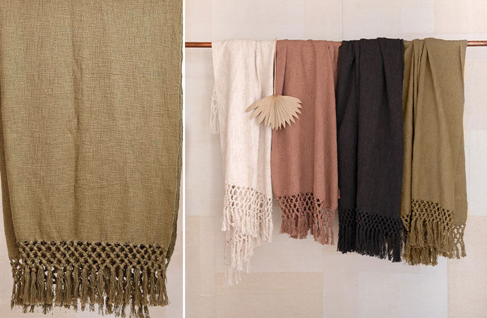 Fringe Edge Crochet Throw Blanket Accessory CC