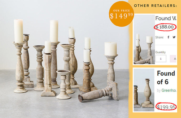 FOUND ITEM | Carved Wooden Candlesticks, Set of 6 Styles General CC