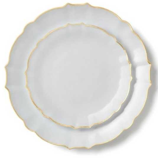 LUXE Collection White With Gold Rim 7" Premium Heavyweight Plastic Plates VeZee