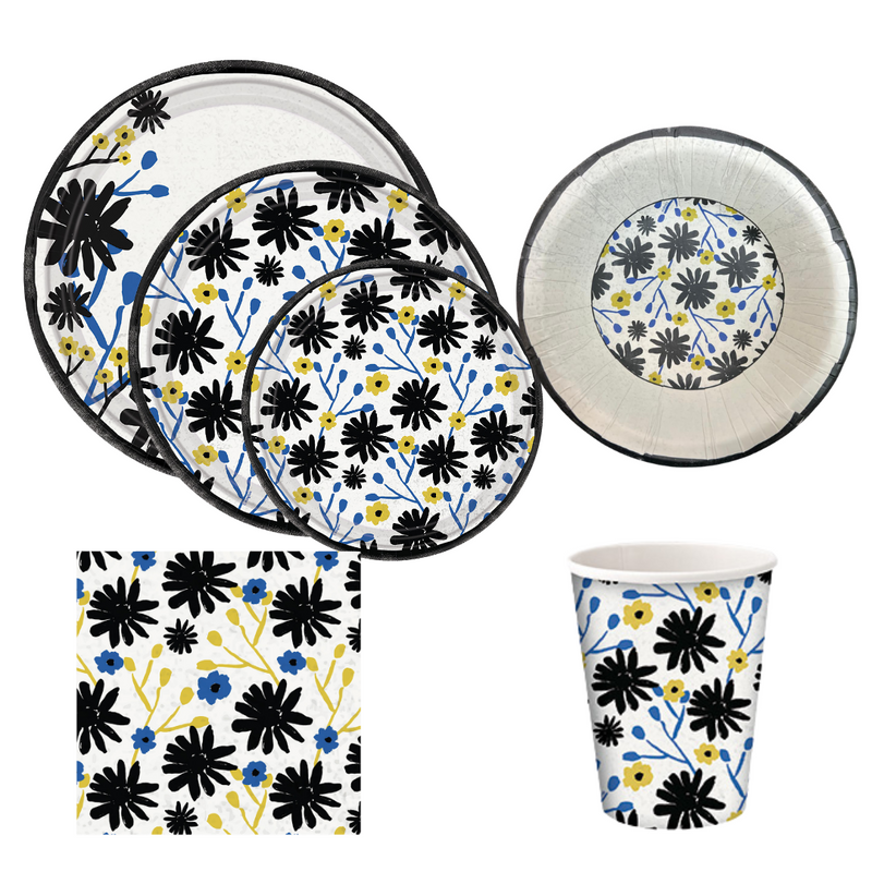 Load image into Gallery viewer, Floral Indigo 20oz Paper Bowls 18CT Disposable Bowls Nicole Home Collection
