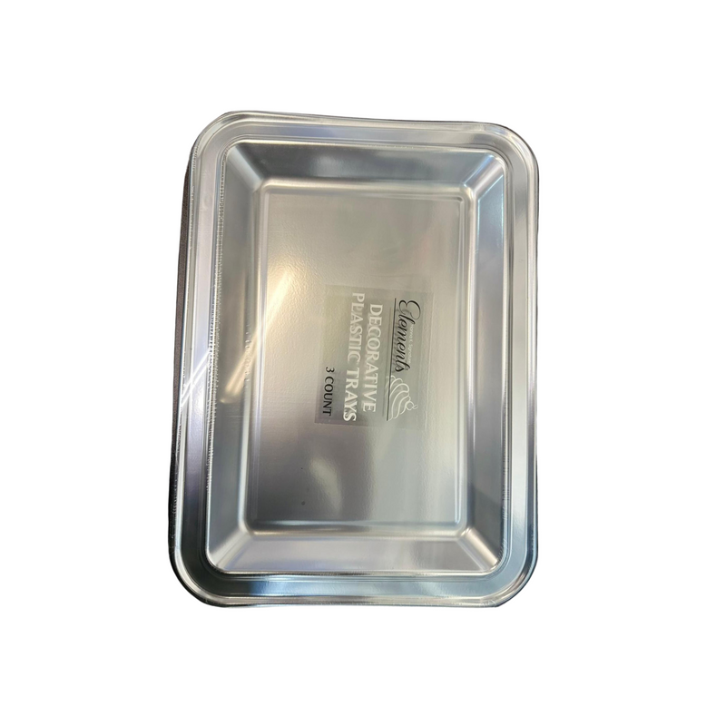 Load image into Gallery viewer, Silver Rectangle Serving Plastic Tray, 17.75 X 12.75 Tray King Zak
