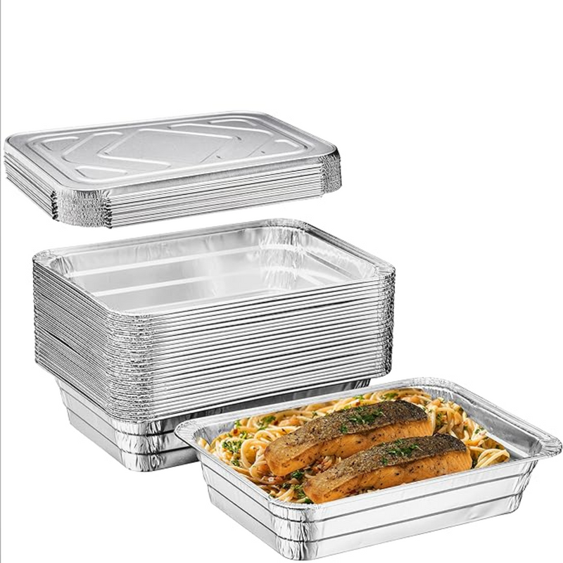 Load image into Gallery viewer, Disposable Aluminum Lid For 2.25Lb Oblong Pan 8.25&quot; x 5.75&quot; Disposable VeZee
