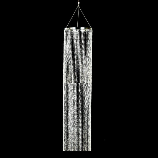 9ft Hanging Beaded Crystal Column Chandelier, Tall Beads Curtain Round with Silver Metal Hoop and Hanging Chain Centerpieces HIER_9900