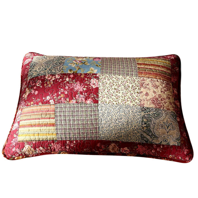 Cotton Patchwork Beige Burgundy Paisley Floral Fairy Tale Tea Party Pillow Sham Shop Tache Home Fashion