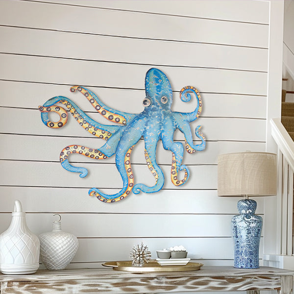 Recycled Hammered Metal Octopus Wall Decor General KAL