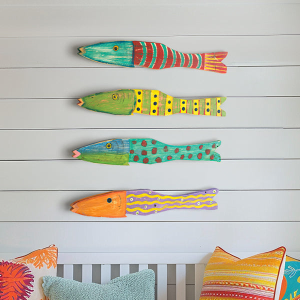 Recycled Wood Folk Art Fish, Set of 4 General KAL