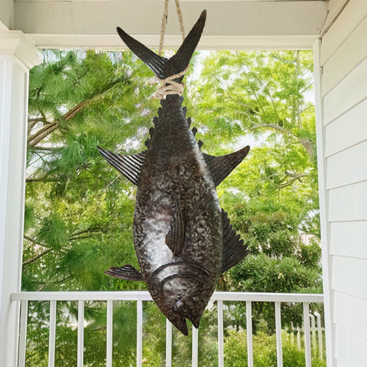 45 Inch Hammered Metal 3D Tuna on Rope General KAL