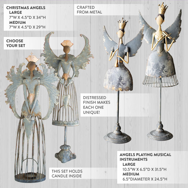 Load image into Gallery viewer, HUGE Whimsical Metal Christmas Angels, Choose Your Style Set General KAL
