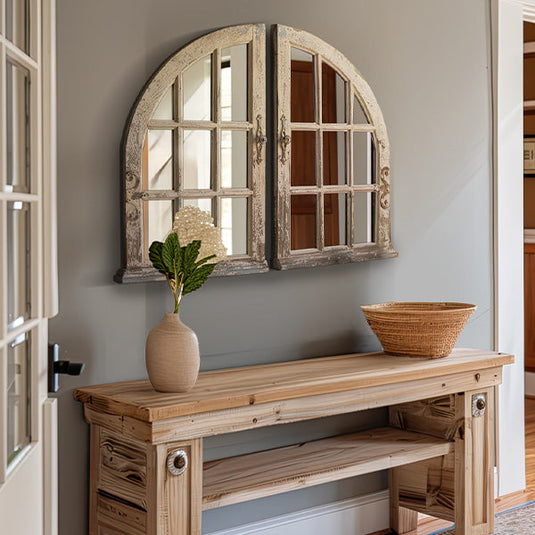 Rustic Window Arched Mirrors, Set of Two Whats trending KAL