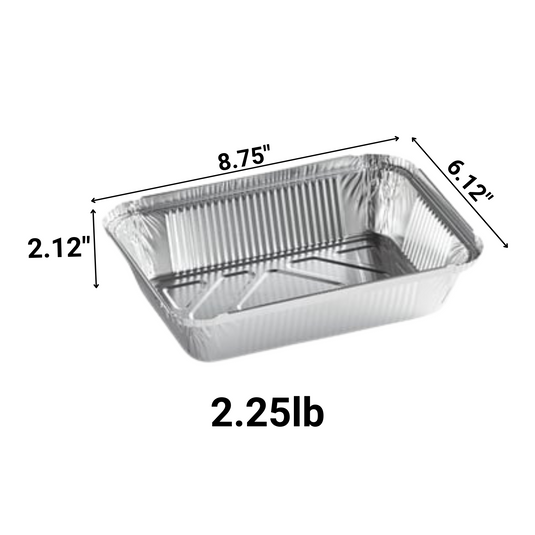 *WHOLESALE* Disposable Aluminum 2.25Lb Oblong Pan 8.25" x 5.75" | 500 ct/case Disposable VeZee