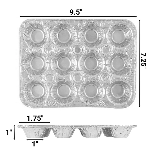 Disposable Aluminum Mini Muffin Foil Pan 12 Cup Section Disposable VeZee