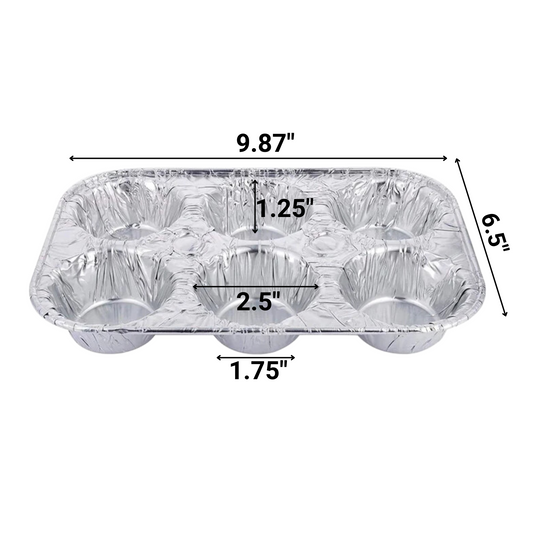 Disposable Aluminum Muffin Foil Pan 6 Cup Section Disposable VeZee