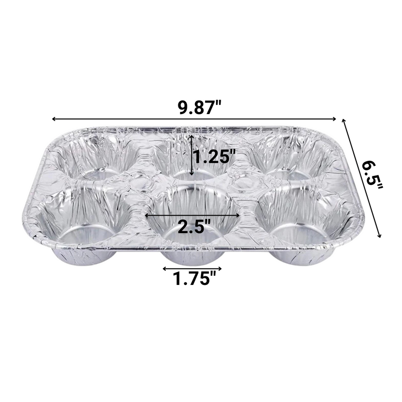 Load image into Gallery viewer, *WHOLESALE* Disposable Aluminum Muffin Pan 6 Cups: 200 ct Muffin Pans VeZee
