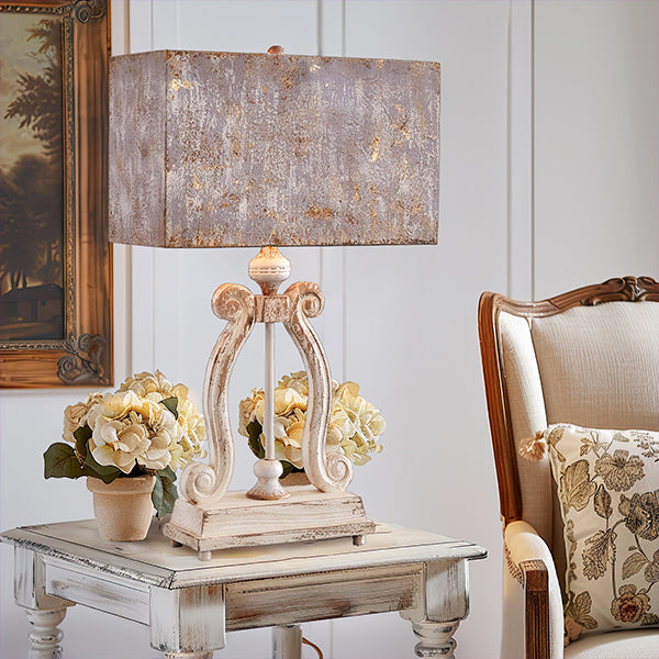 Distressed Wood Table Lamp with Metal Shade Whats trending CT