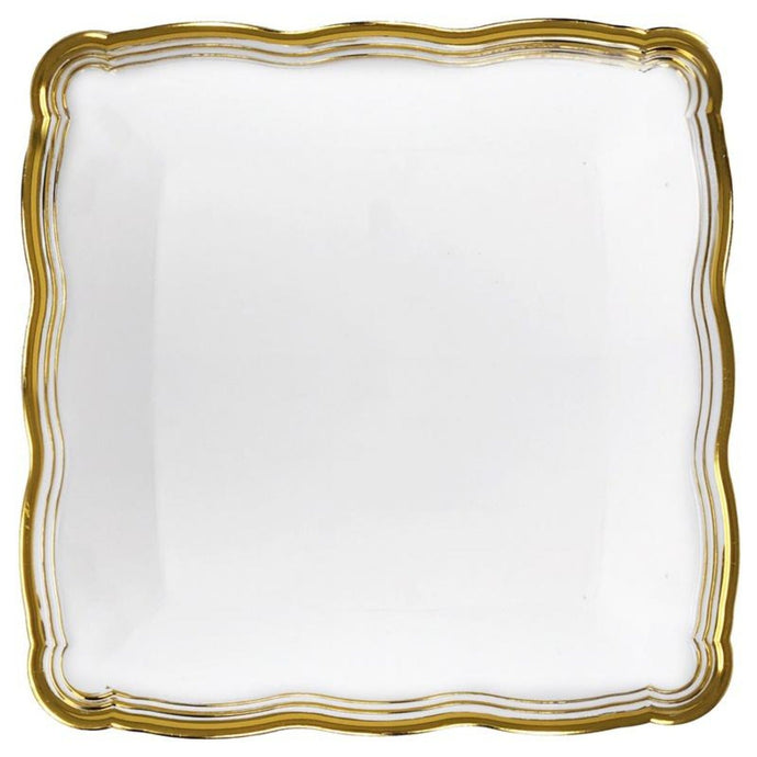 Aristocrat Collection Square Serving Trays White & Gold 12” x 12” Serverware Decorline