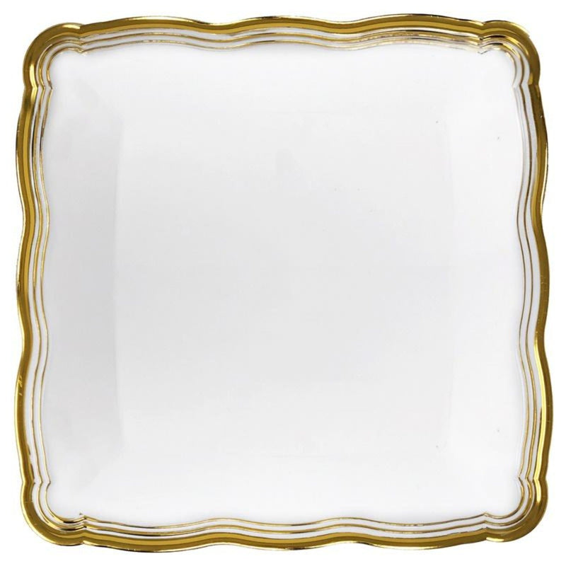 Load image into Gallery viewer, Aristocrat Collection Square Serving Trays White &amp; Gold 12” x 12” Serverware Decorline
