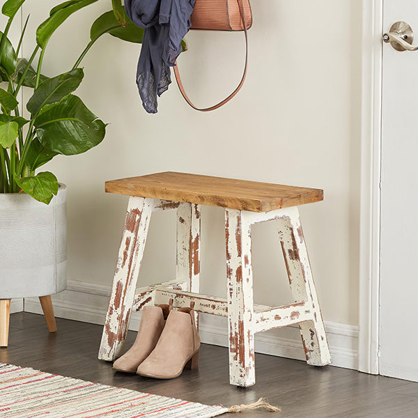 Distressed Whitewashed Stool Whats trending UMA