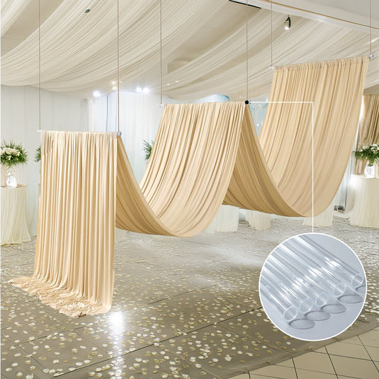 8 Pack Clear Acrylic Ceiling Drape Tubes with Position Fastening Pins and Connectors - 24" Centerpieces HIER_5500