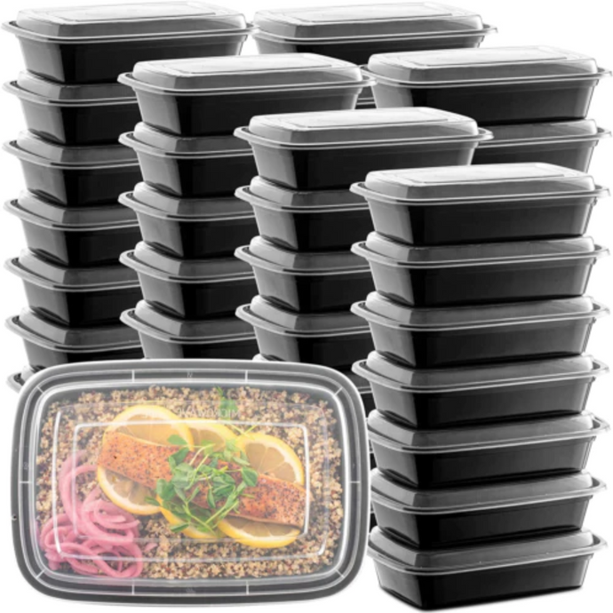 *BULK* 28oz. Black Rectangular Meal Prep / Bento Box Containers with Lids Food Storage & Serving VeZee