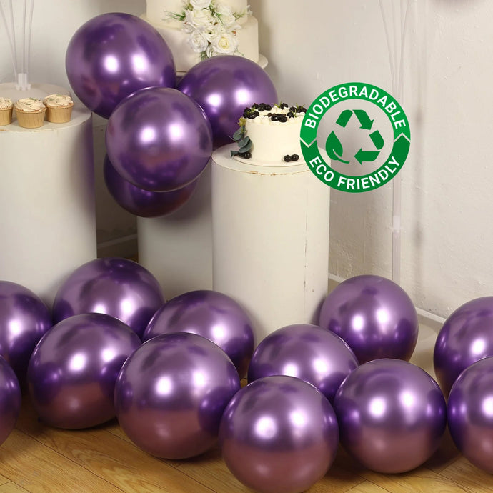 50 Pack Chrome Purple Biodegradable Latex Balloons 12