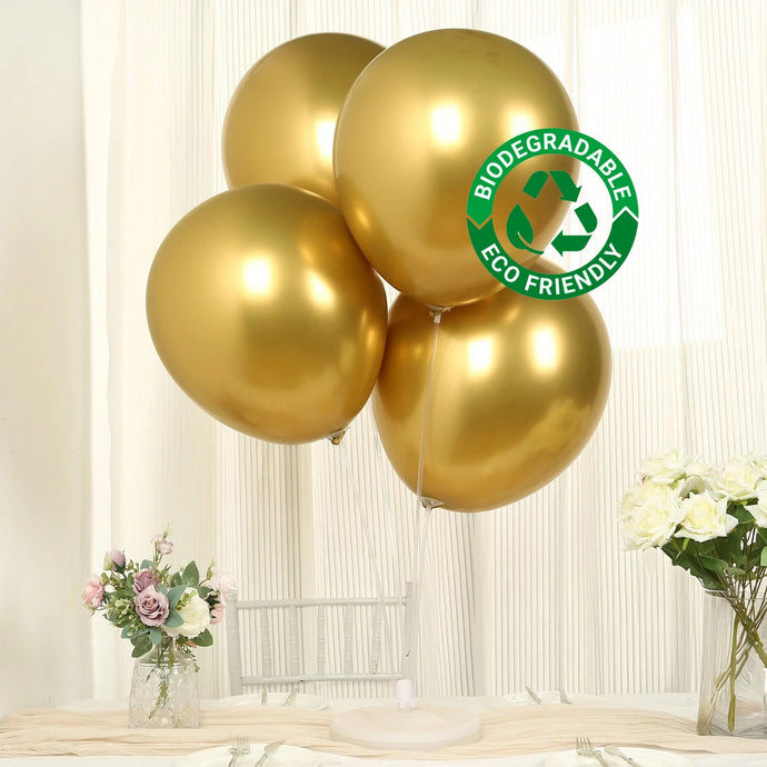 10 Pack Chrome Gold Biodegradable Latex Balloons 18