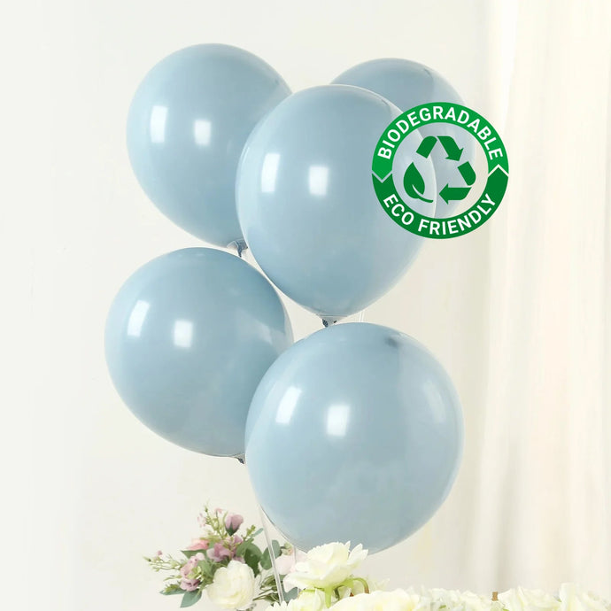 50 Pack Matte Pastel Dusty Blue Biodegradable Balloons 12