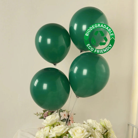 50 Pack Matte Pastel Hunter Emerald Green Biodegradable Balloons 12", Round Eco-friendly Thick Latex Party Balloons Decorations HIER_9110