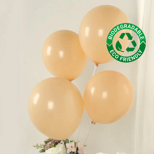 50 Pack Matte Pastel Peach Biodegradable Balloons 12", Round Eco-friendly Thick Latex Party Balloons Decorations HIER_9110