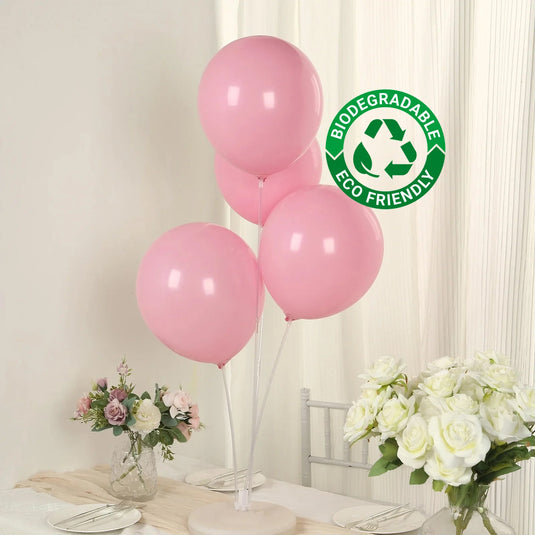 50 Pack Matte Pastel Pink Biodegradable Balloons 12", Round Eco-friendly Thick Latex Party Balloons Decorations HIER_9110