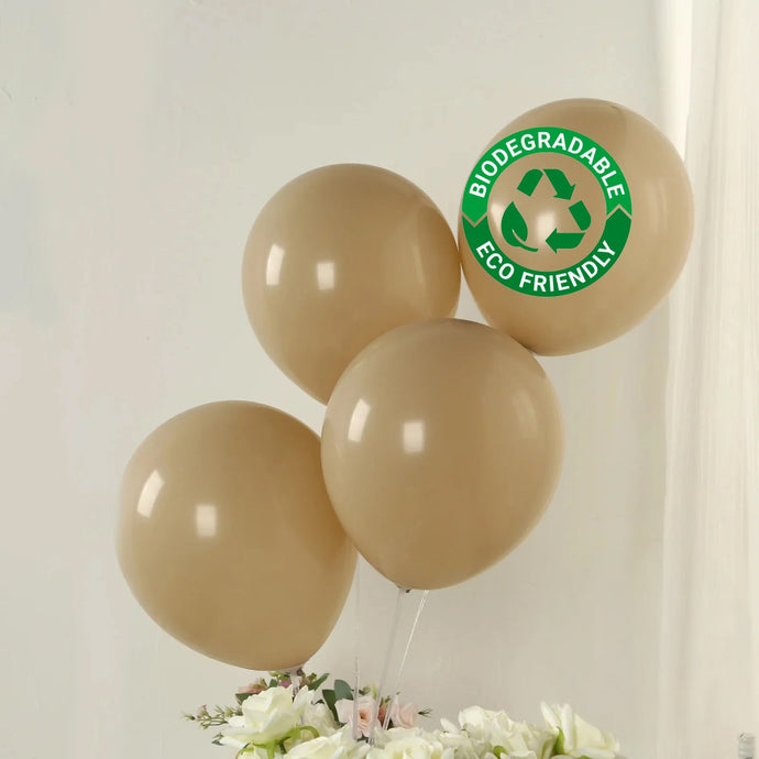 50 Pack Matte Pastel Taupe Biodegradable Balloons 12