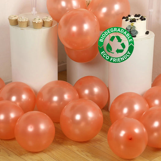 50 Pack Rose Gold Biodegradable Balloons, 12" Thickened Extra Strong Eco-friendly Latex Helium Party Balloons Decorations HIER_9110