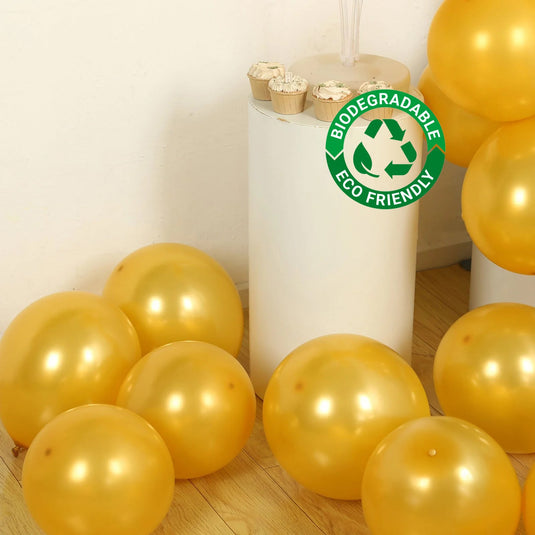 50 Pack Gold Biodegradable Balloons, 12" Thickened Extra Strong Eco-friendly Latex Helium Party Balloons Decorations HIER_9110