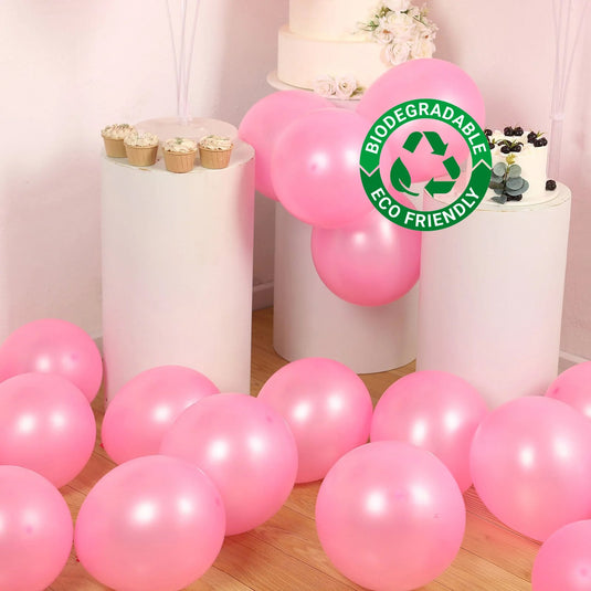 50 Pack Pink Biodegradable Balloons, 12