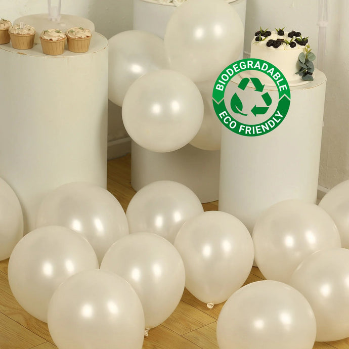 50 Pack White Biodegradable Balloons, 12