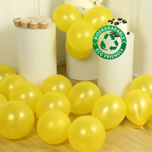 50 Pack Yellow Biodegradable Balloons, 12" Thickened Extra Strong Eco-friendly Latex Helium Party Balloons Decorations HIER_9110