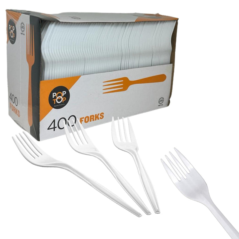 Load image into Gallery viewer, Disposable Premimum Quality White Medium Weght 4CT Value Pack Forks Cutlery POP TOP
