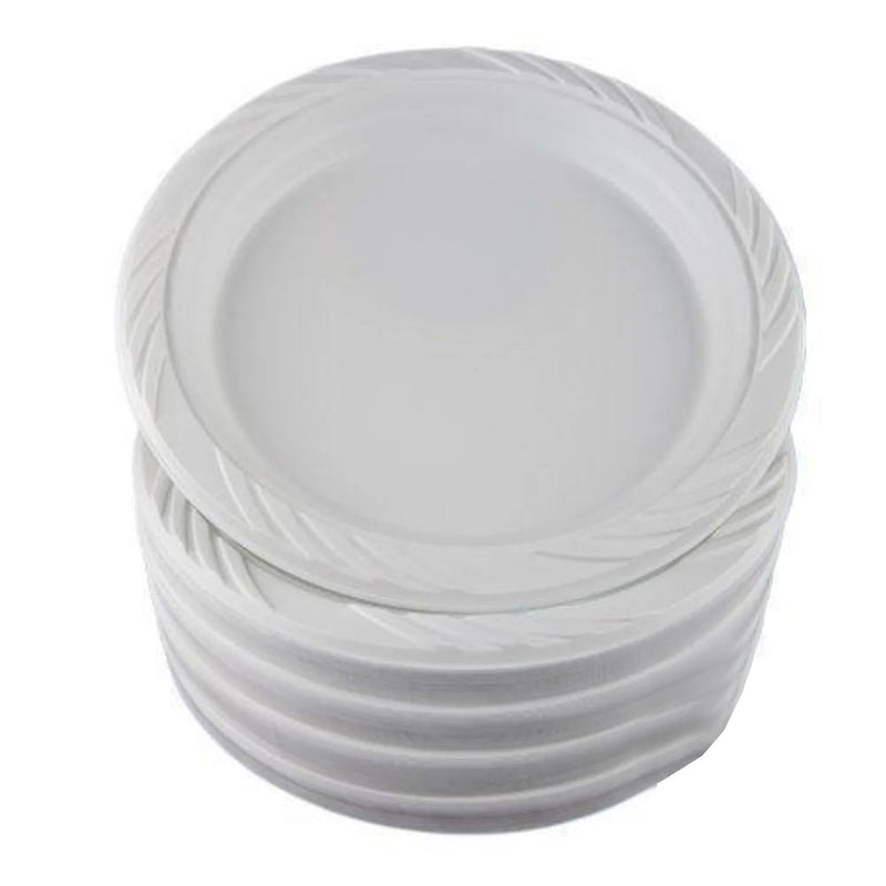 Load image into Gallery viewer, *BULK* White light weight Plastic Plates 9&quot; Disposable Plates Blue Sky
