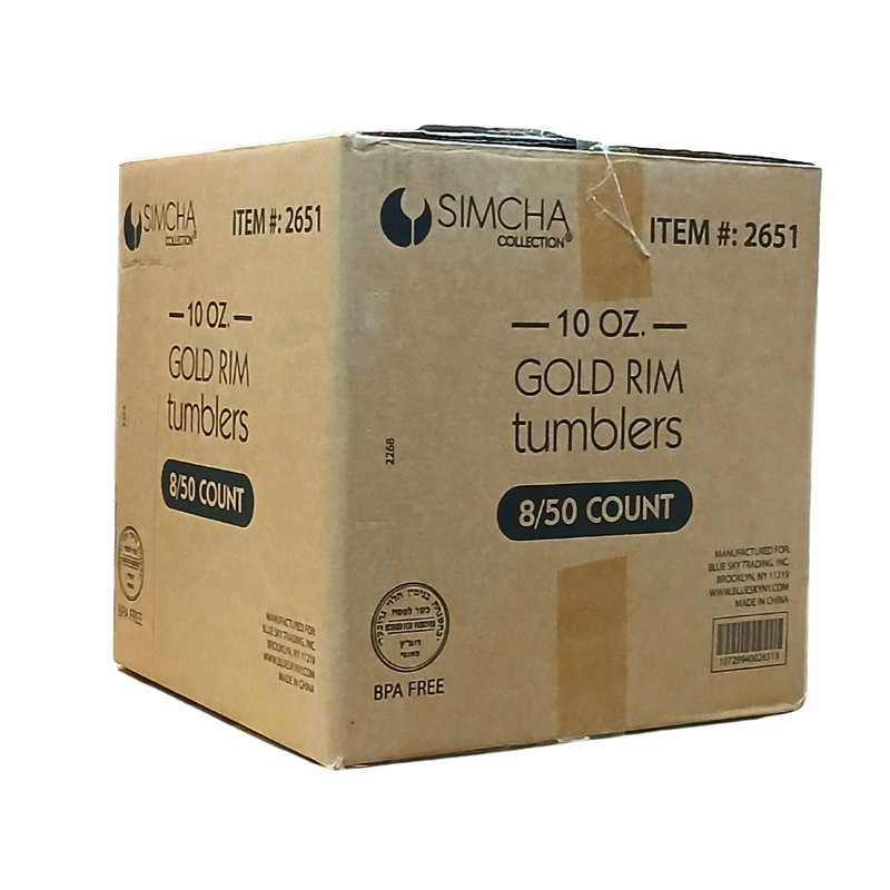 Load image into Gallery viewer, *WHOLESALE* Plastic Disposable Cups Gold Rim Tumblers 10 oz Jumbo Pack: 400CT Tumblers Blue Sky
