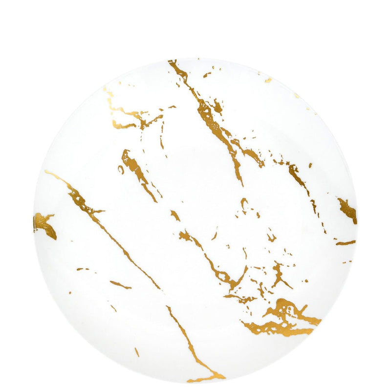 Load image into Gallery viewer, Gold Stroke White Dinner Plates 7.5″ Elegant Plates Blue Sky
