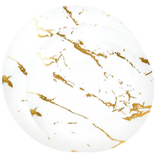 Gold Stroke White Dinner Plates Tableware Package Disposable Plates Decorline