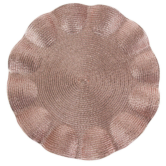 Rose Gold Braided Chargers 14.5" 2 count Tablesettings Decorline