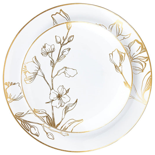 Antique Gold Floral Dinner Plates 7.5″ Elegant Plates Blue Sky