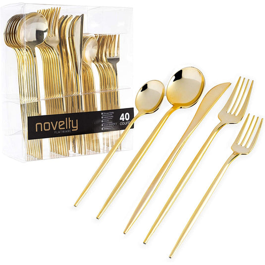 NOVELTY FLATWARE CUTLERY GOLD COMBO CUTLERY SET Tablesettings Blue Sky