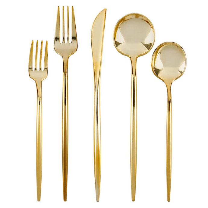 NOVELTY FLATWARE CUTLERY GOLD COMBO CUTLERY SET Tablesettings Blue Sky