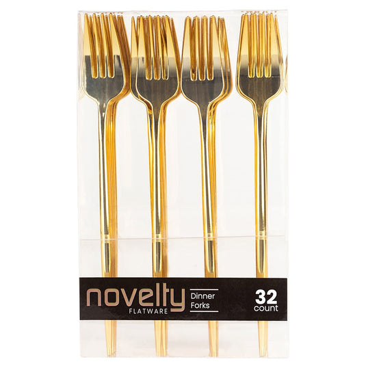 NOVELTY FLATWARE DINNER FORKS GOLD Tablesettings Blue Sky