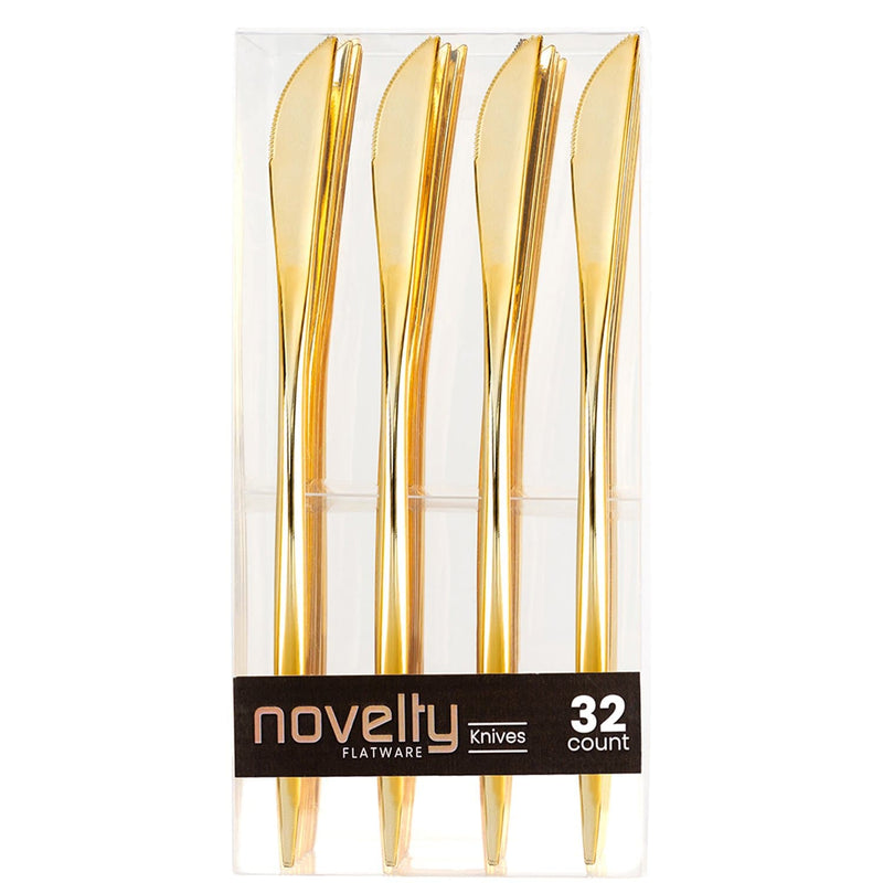 Load image into Gallery viewer, NOVELTY FLATWARE DINNER KNIVES GOLD Tablesettings Blue Sky
