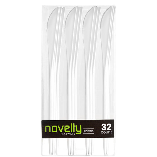 NOVELTY FLATWARE DINNER KNIVES WHITE Tablesettings Blue Sky