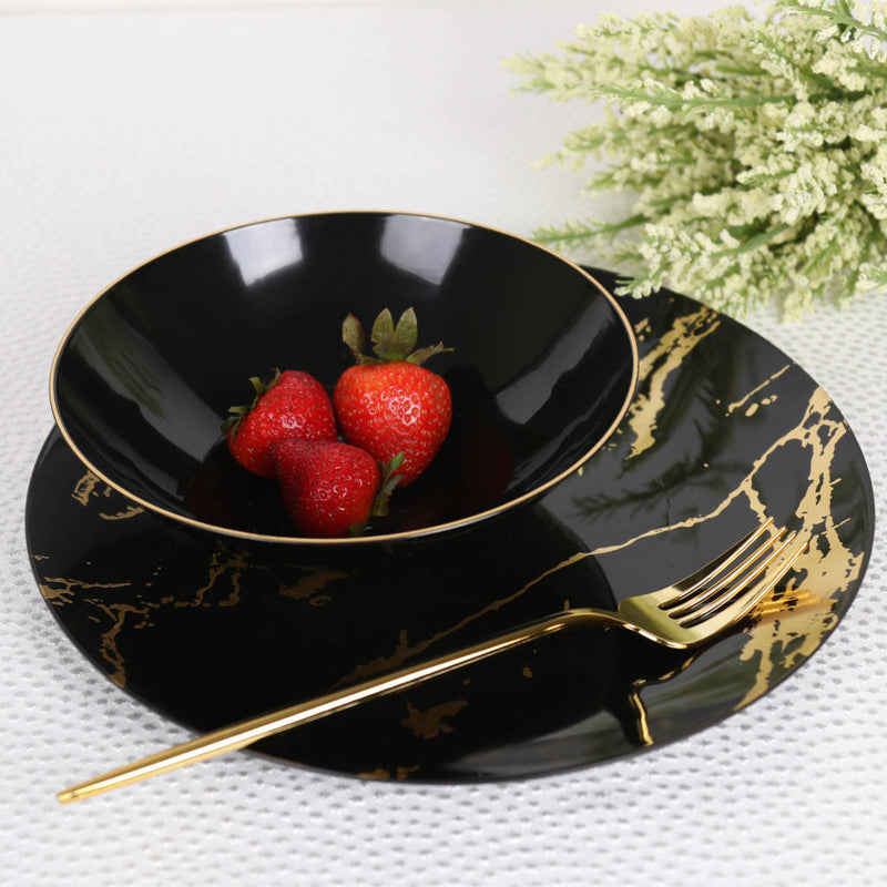 Load image into Gallery viewer, Organic Black Gold Rim Bowls 16 oz Bowls Blue Sky
